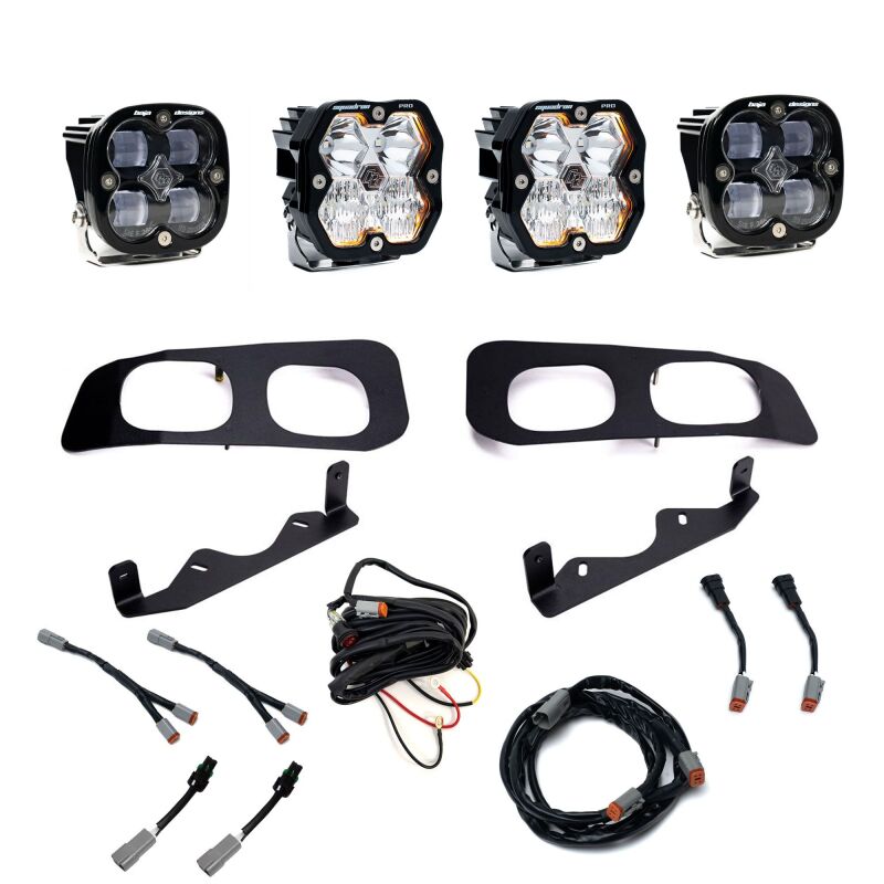 Ford Super Duty Fog Light Pocket Kit - Baja Designs - Squadron Pro/SAE 2.0 Dual - Clear - `23-`25